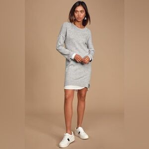 RD Style Two Fer Heather Grey Layered‎ Shirt Sweater Dress Women’s Size Small
